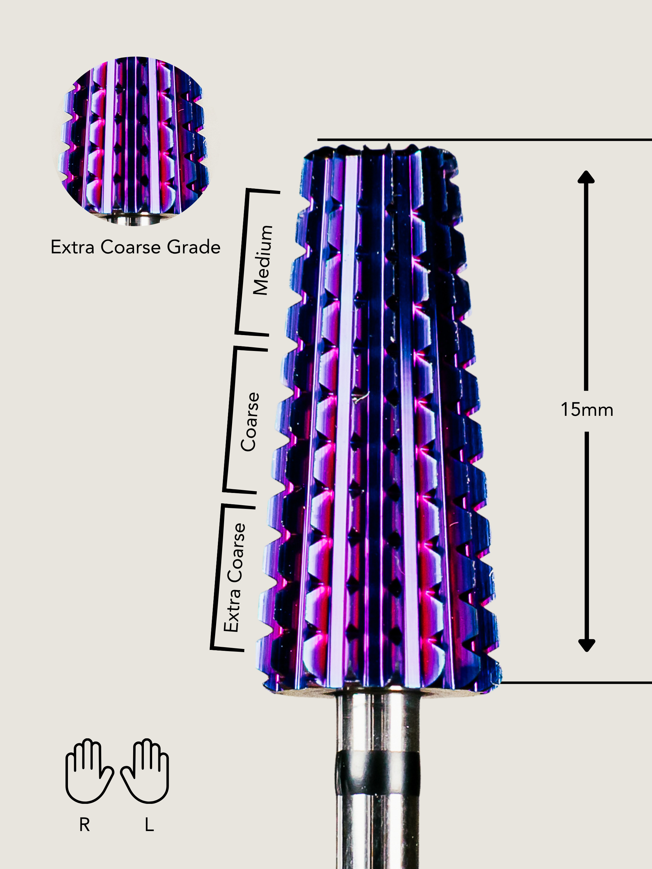 Extra Coarse Carbide E-file Bit Showing Specifications