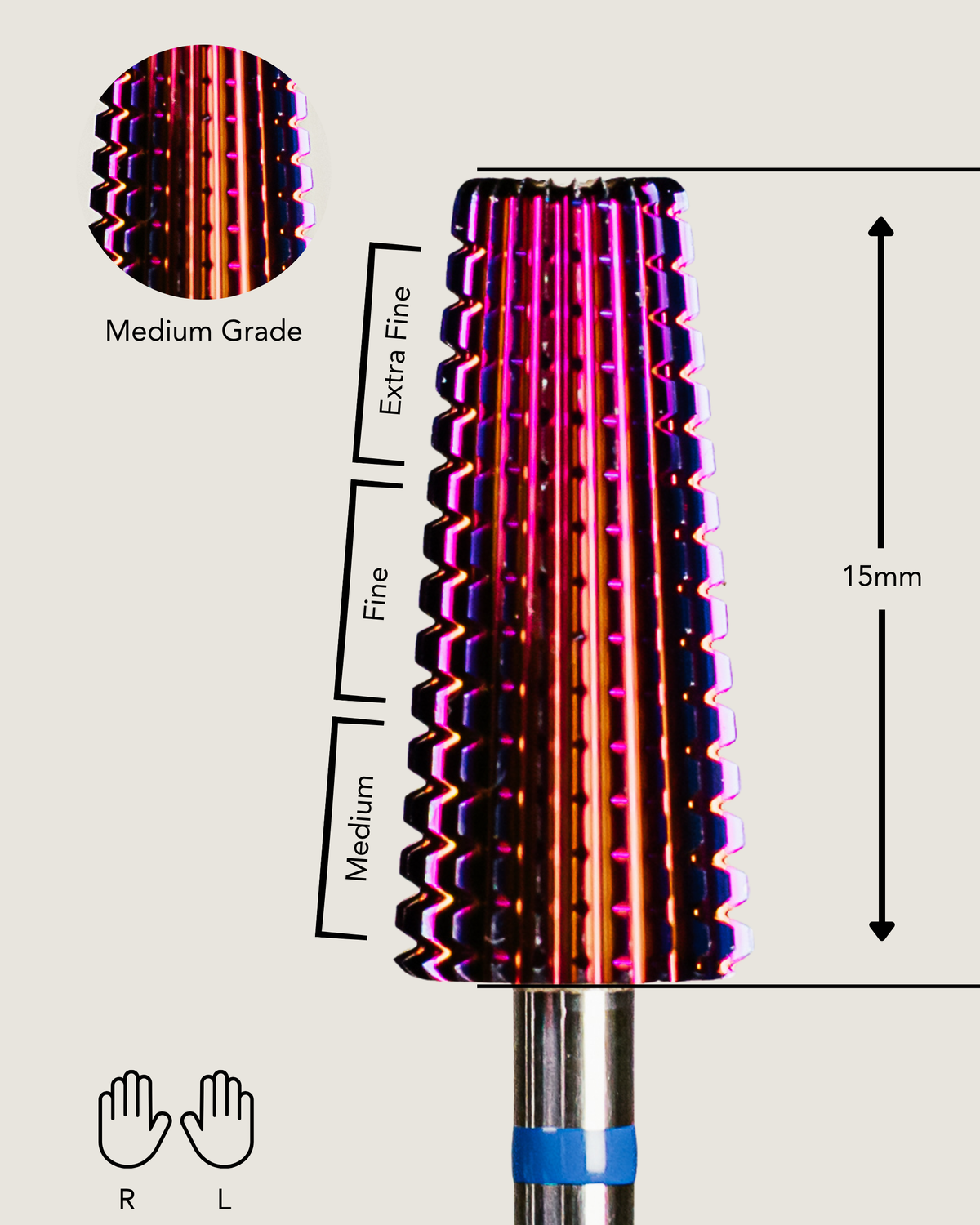 5 in 1 medium carbide e-file bit with specifications