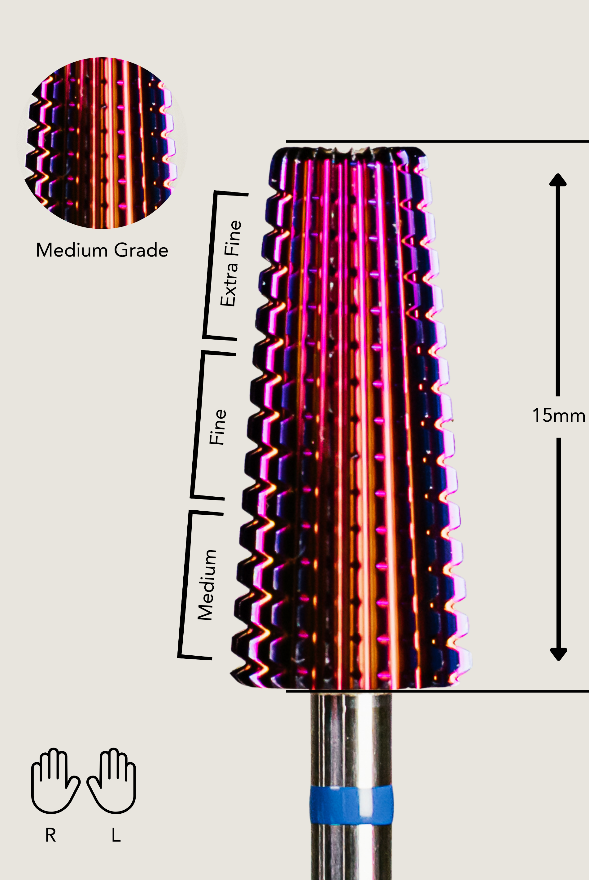 5 in 1 medium carbide e-file bit with specifications