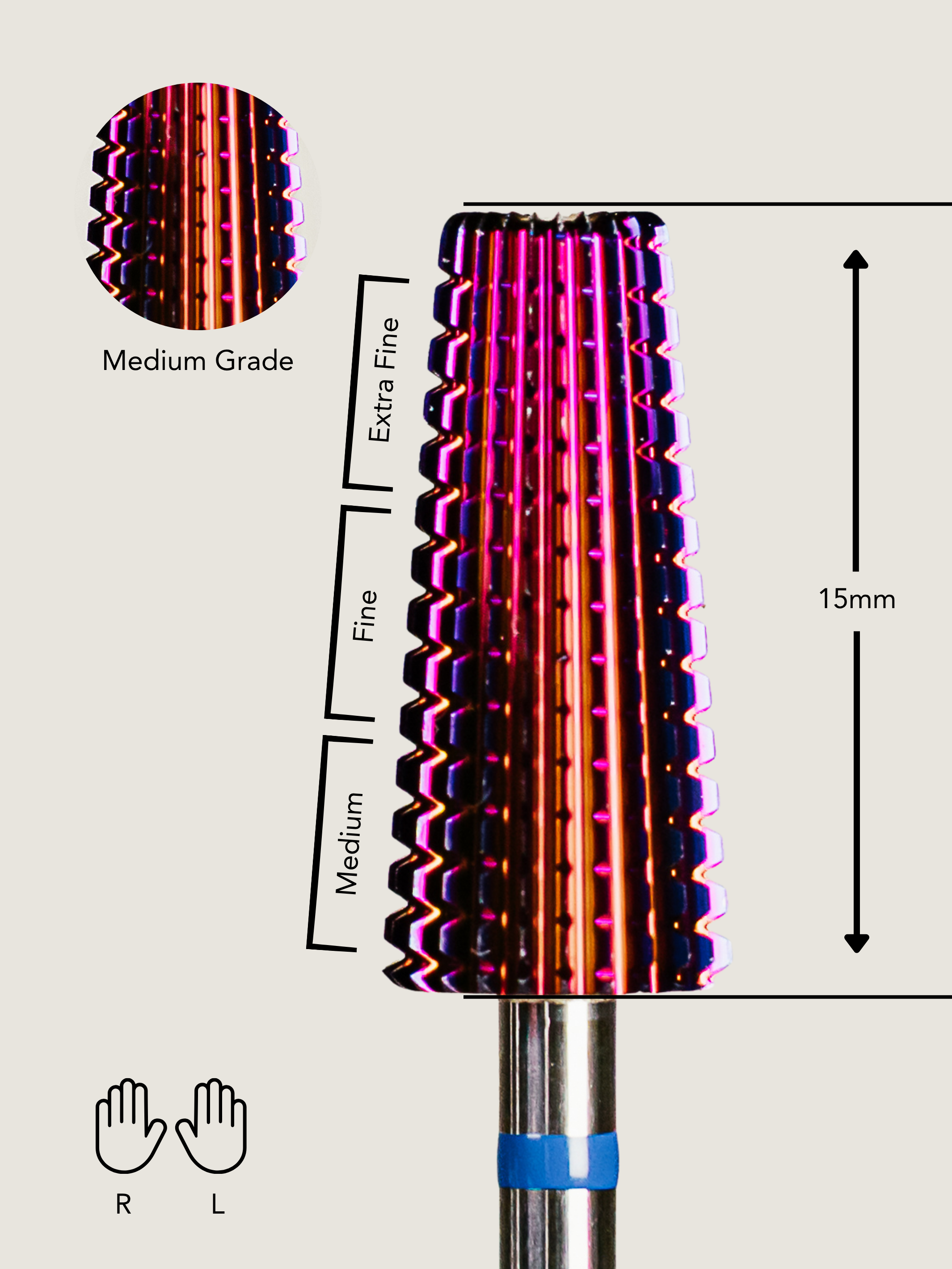 5 in 1 medium carbide e-file bit with specifications