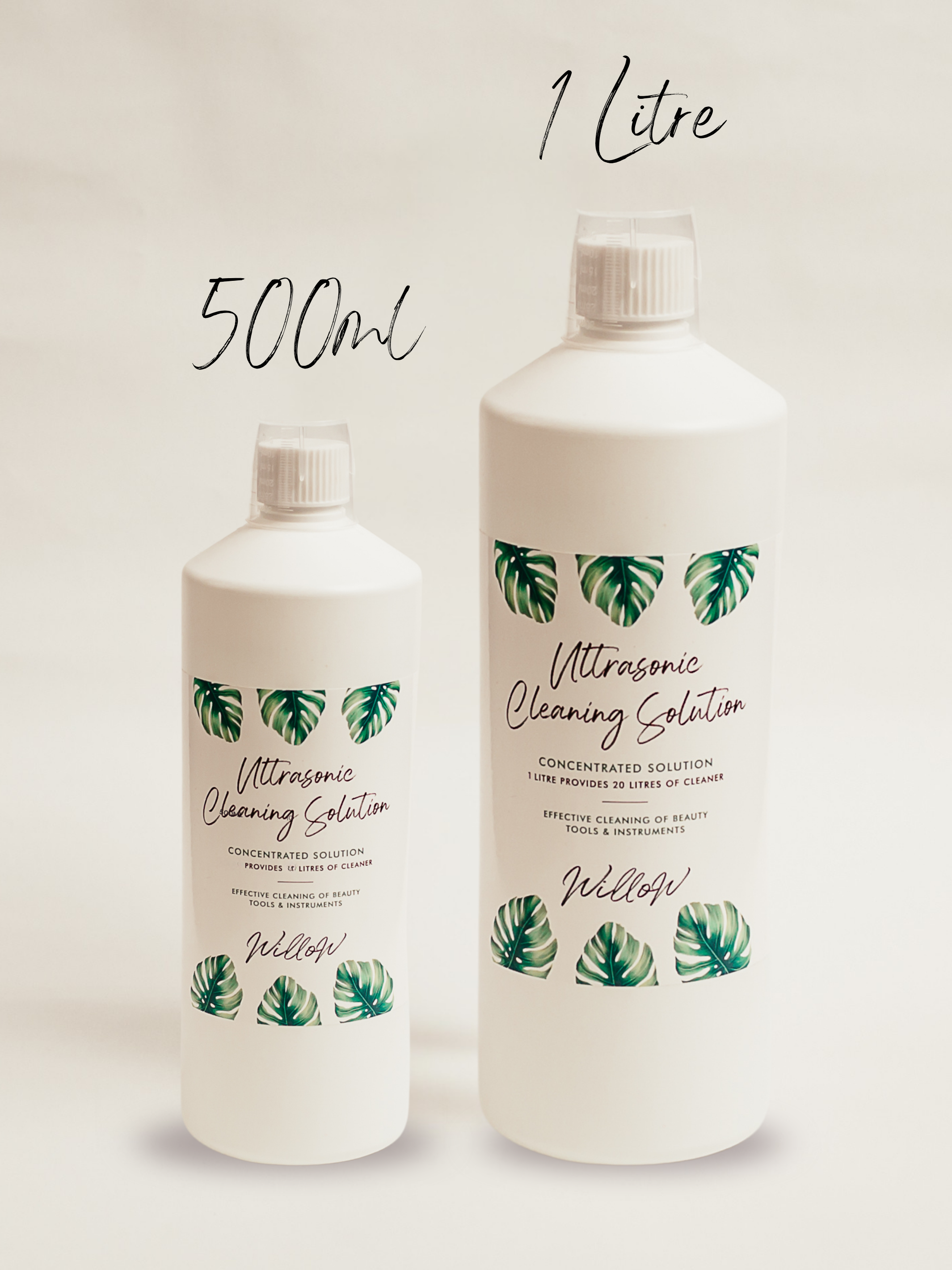 side by side comparison of the ultra cleanse solution - 500ml to 1L 