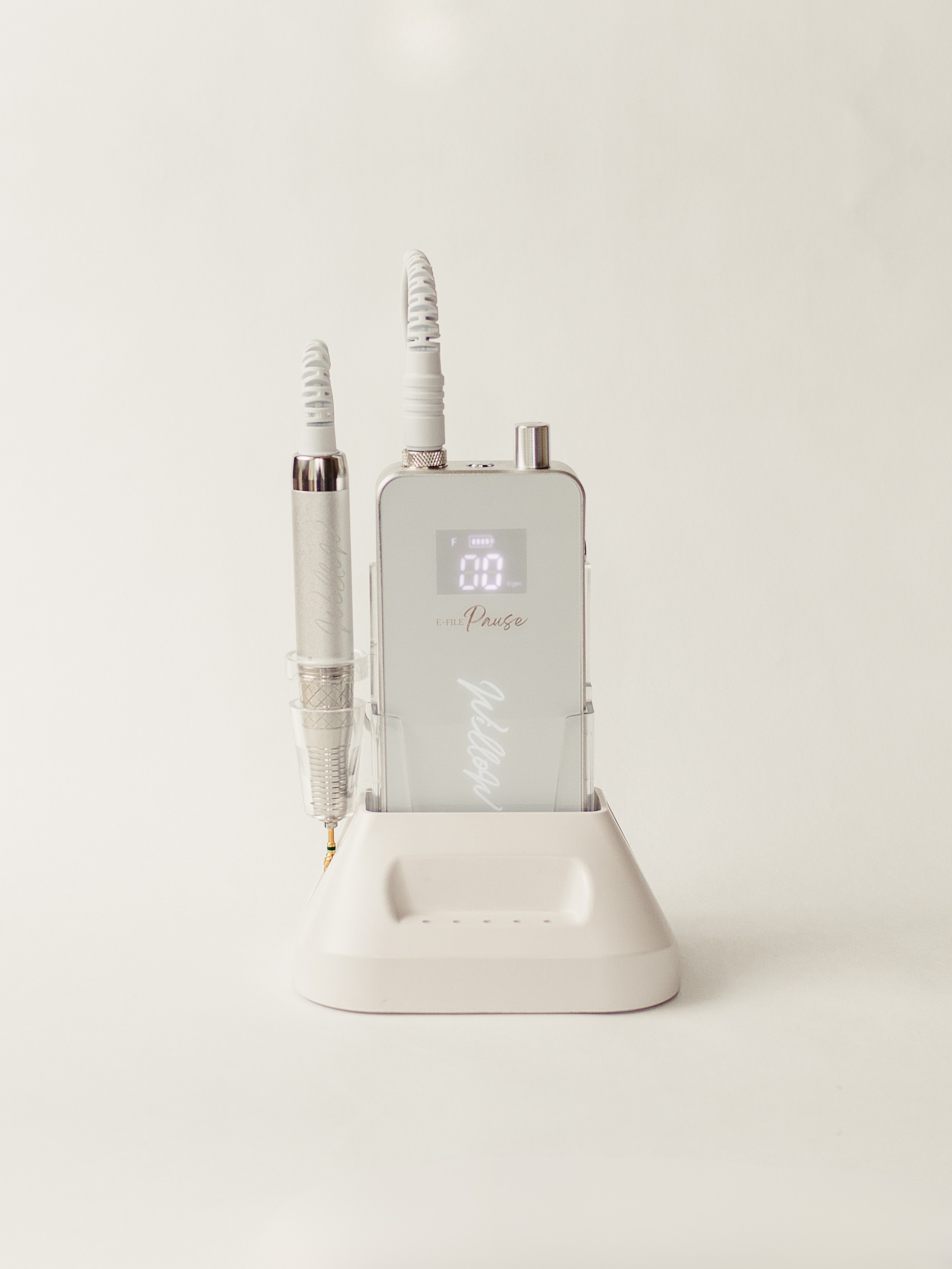 white e-file machine with backlit Willow branding 