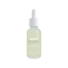 a frosted glass dropper bottle with cuticle oil and Willow X NAF! branding 