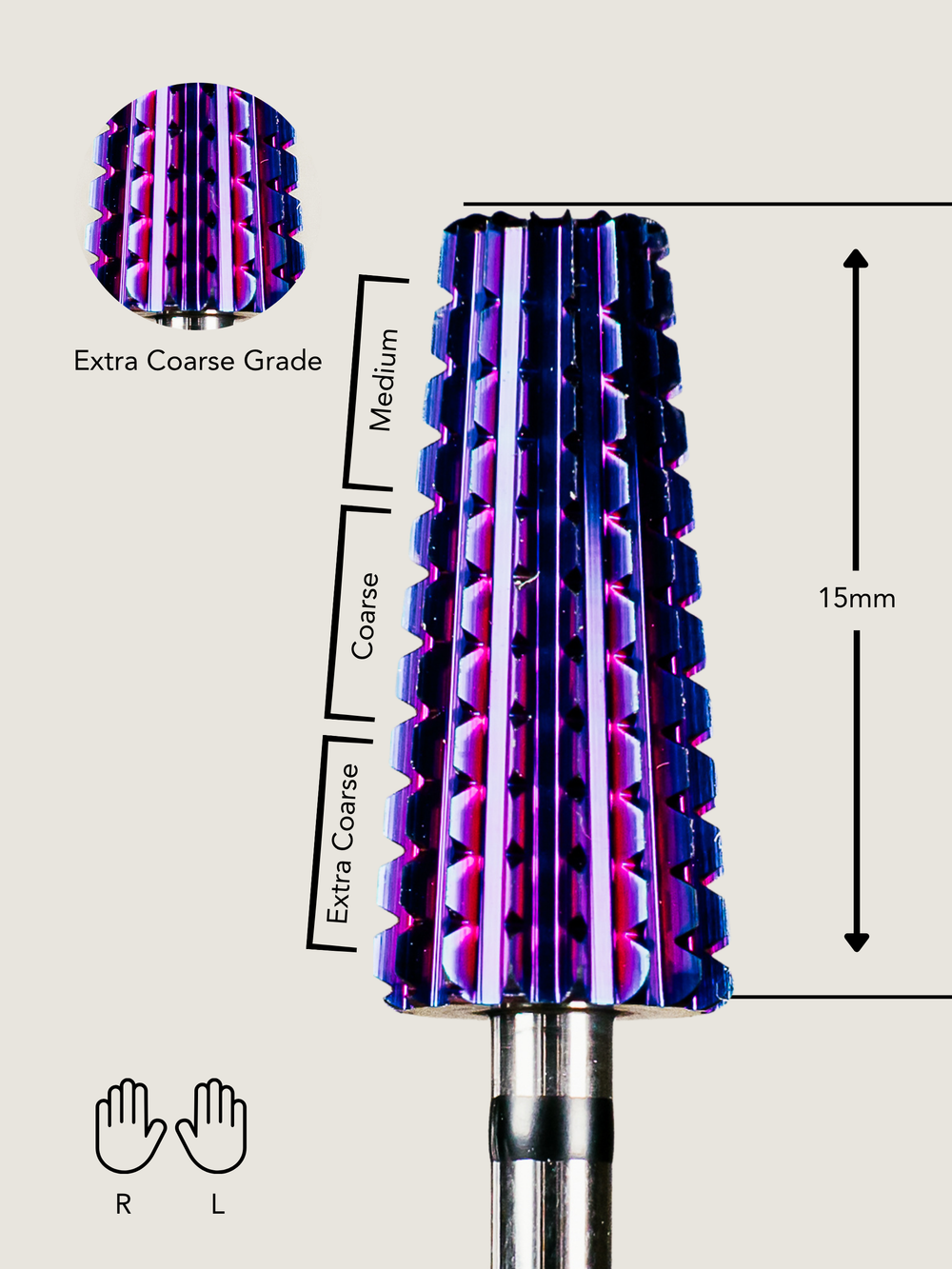 Extra Coarse Carbide E-file Bit Showing Specifications