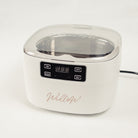 White Ultrasonic cleaner with nude branding and digital display 